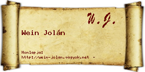 Wein Jolán névjegykártya